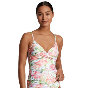 Ralph Lauren Size 6 Pink Floral Ruched Tankini Top w/ Built-In Bra NWT